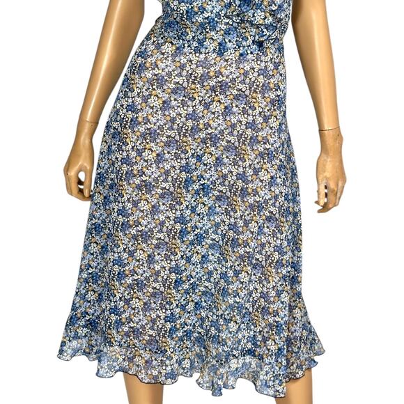 Y2k Midi Dress 8 Sheer Ditsy Floral Chiffon Ethereal Fairy WhimsiGoth Ruffle MSK - Picture 11 of 16